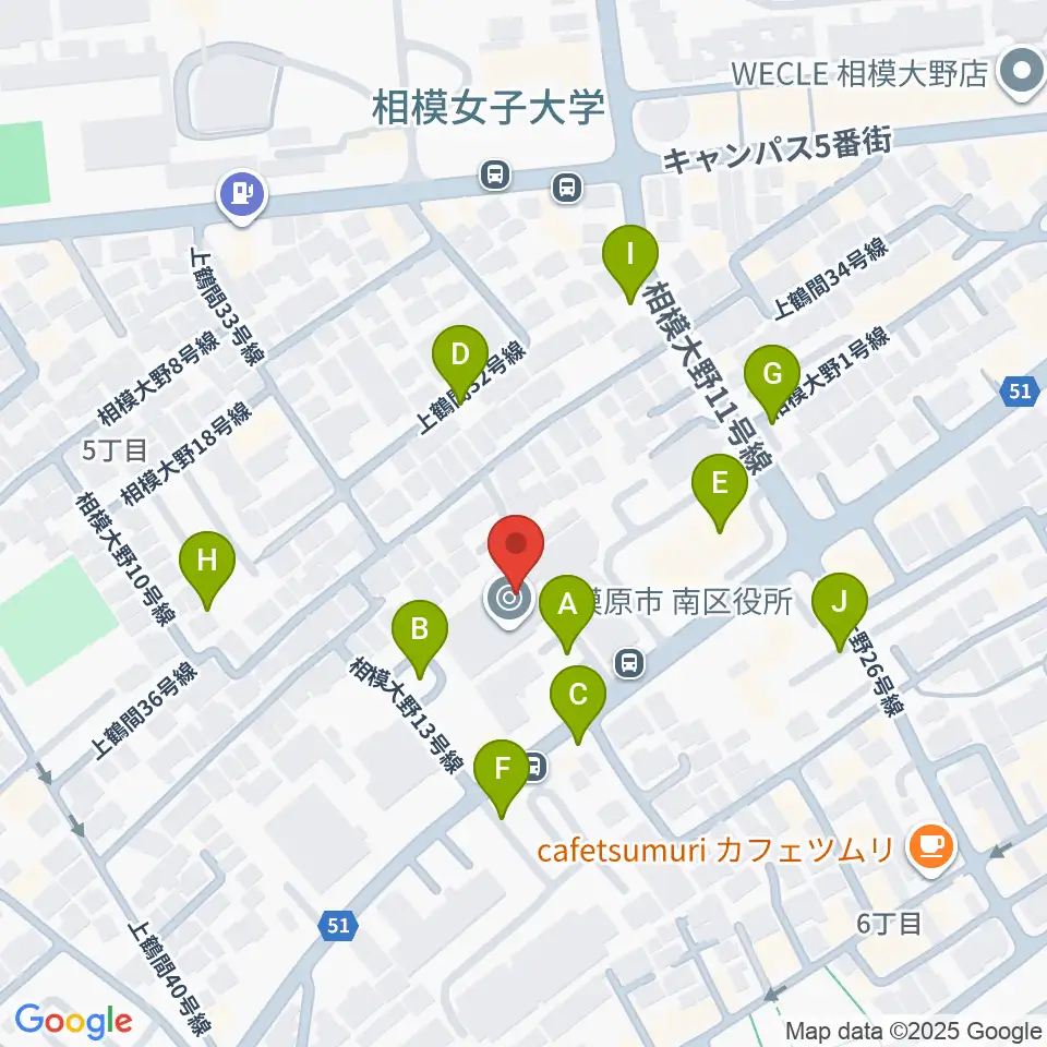 相模原南市民ホール周辺の駐車場・コインパーキング一覧地図