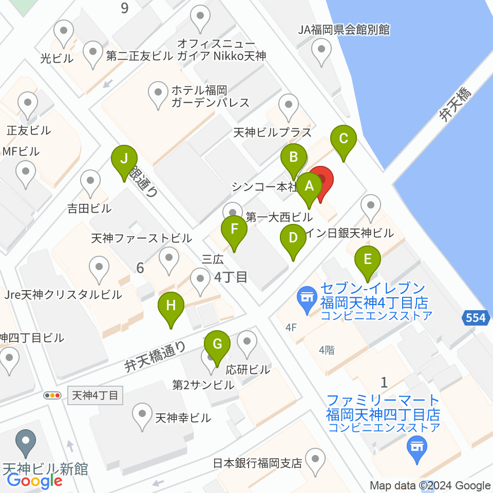 セブンカラーズアーティスト福岡天神校周辺の駐車場・コインパーキング一覧地図