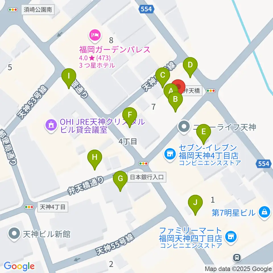 セブンカラーズアーティスト福岡天神校周辺の駐車場・コインパーキング一覧地図