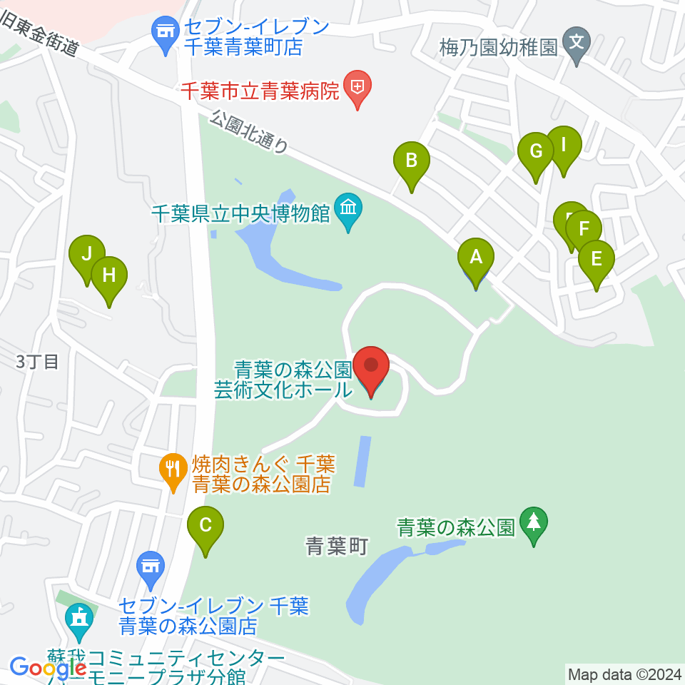 青葉の森公園芸術文化ホール周辺の駐車場・コインパーキング一覧地図