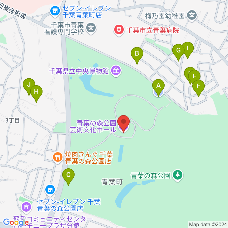 青葉の森公園芸術文化ホール周辺の駐車場・コインパーキング一覧地図