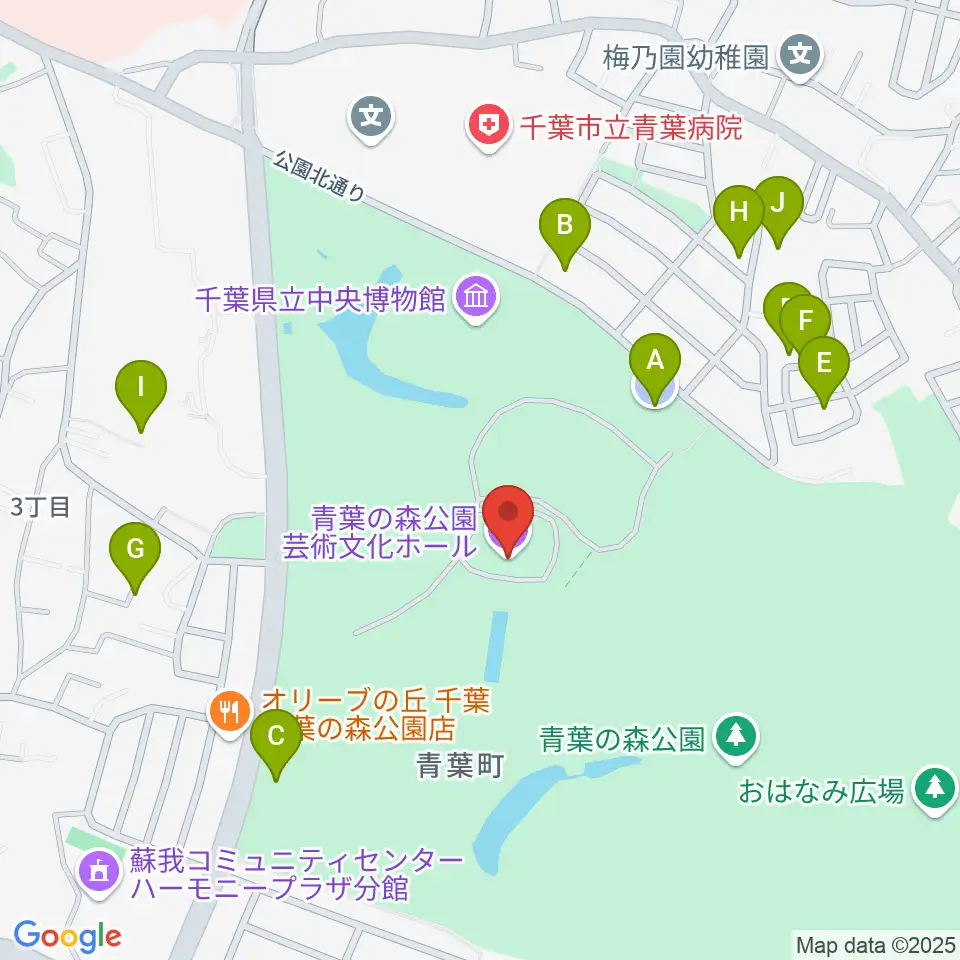 青葉の森公園芸術文化ホール周辺の駐車場・コインパーキング一覧地図