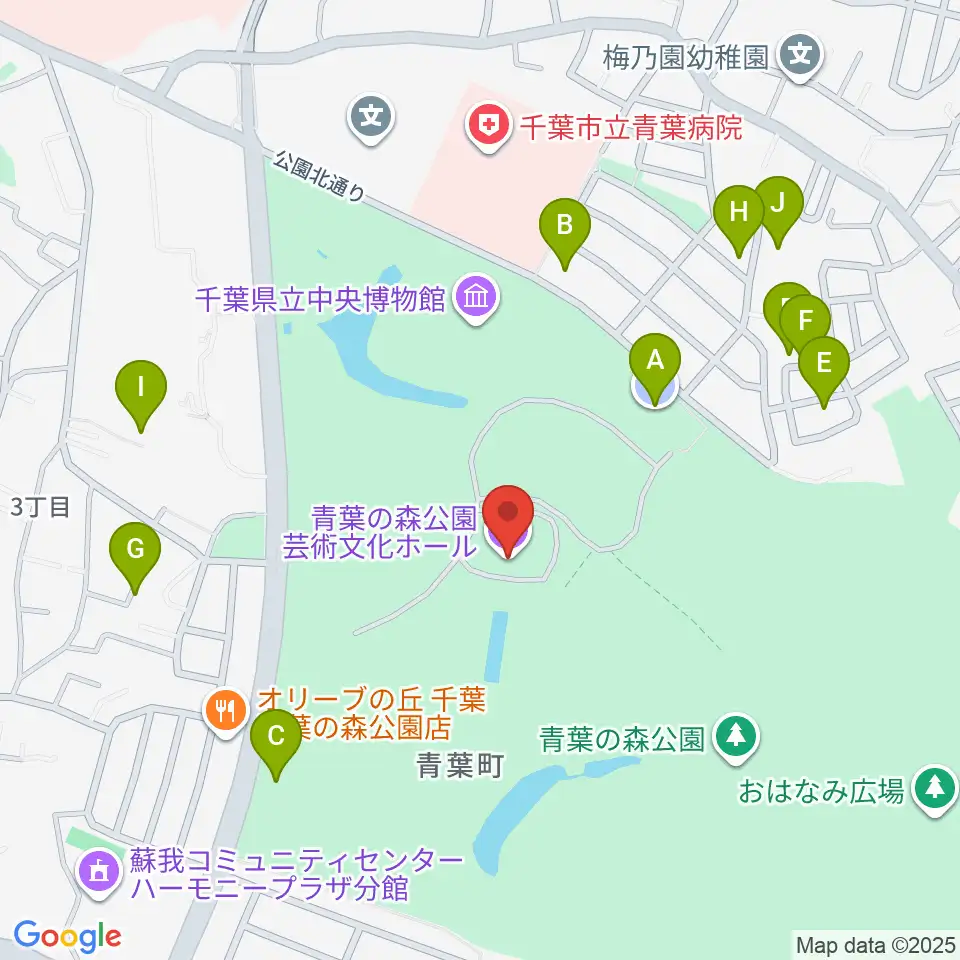 青葉の森公園芸術文化ホール周辺の駐車場・コインパーキング一覧地図