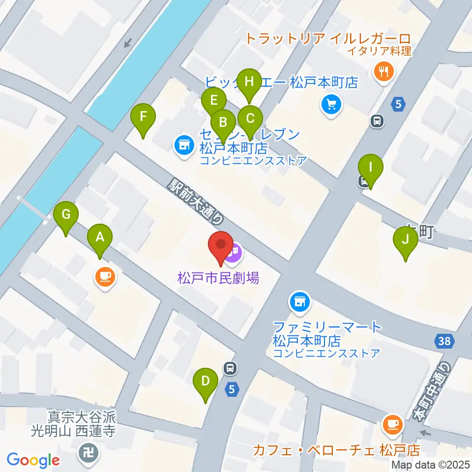 松戸市民劇場周辺の駐車場・コインパーキング一覧地図