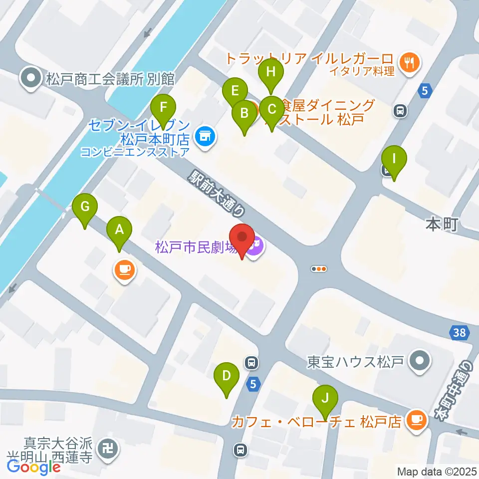 松戸市民劇場周辺の駐車場・コインパーキング一覧地図