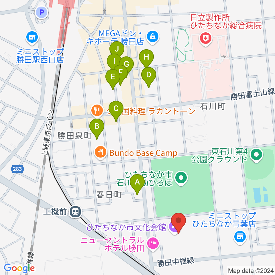 ひたちなか市文化会館周辺の駐車場・コインパーキング一覧地図