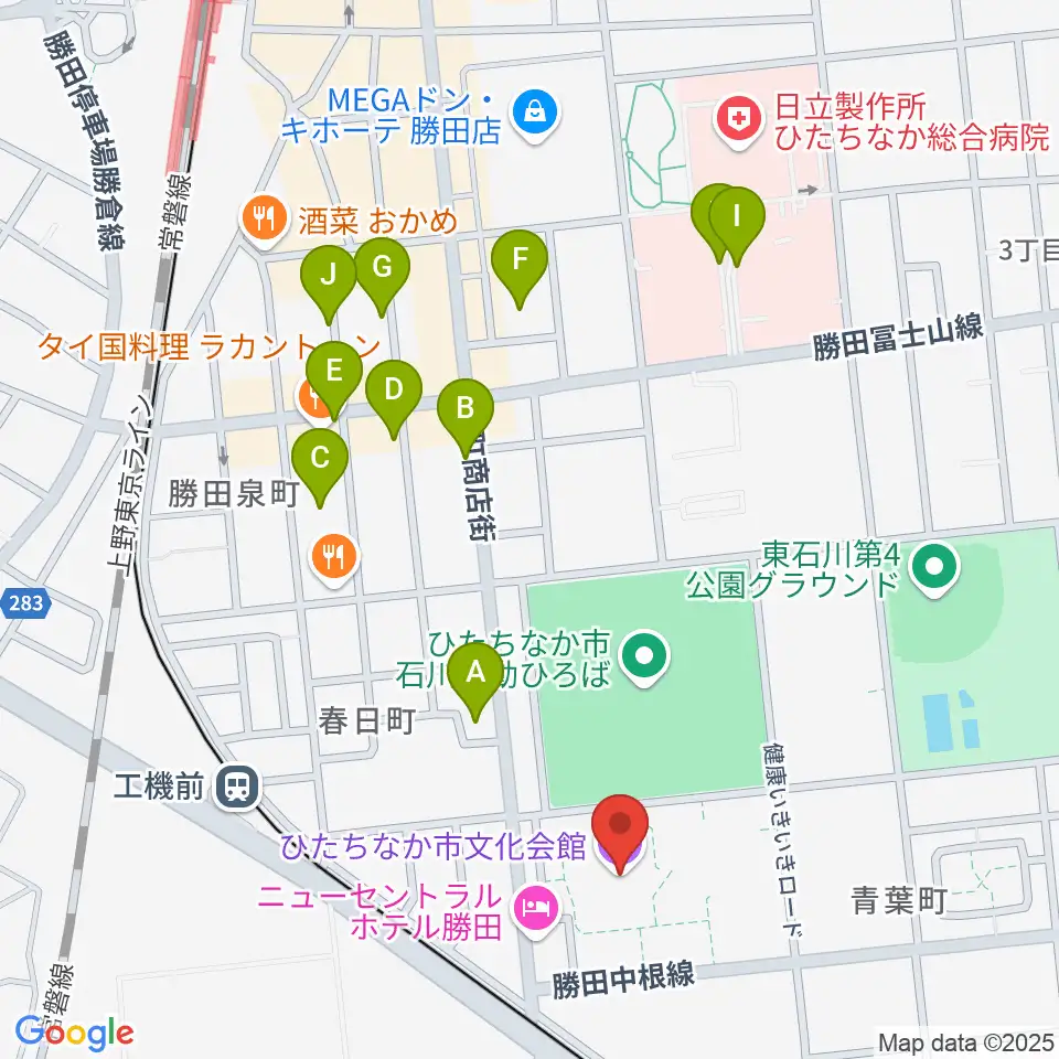 ひたちなか市文化会館周辺の駐車場・コインパーキング一覧地図