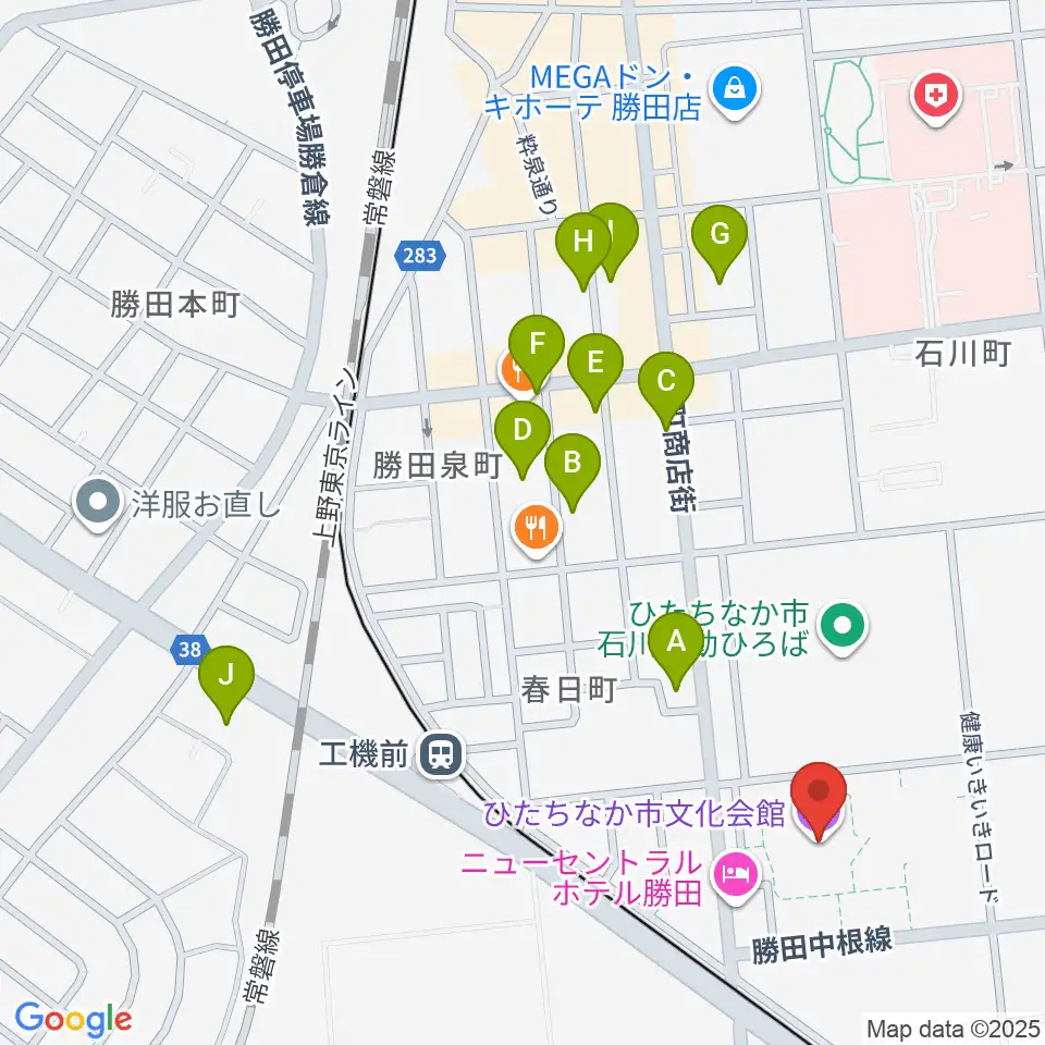 ひたちなか市文化会館周辺の駐車場・コインパーキング一覧地図