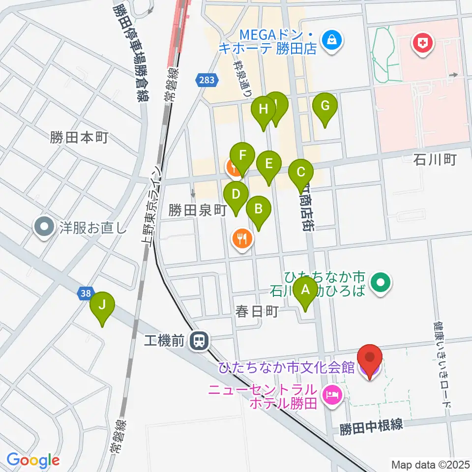 ひたちなか市文化会館周辺の駐車場・コインパーキング一覧地図