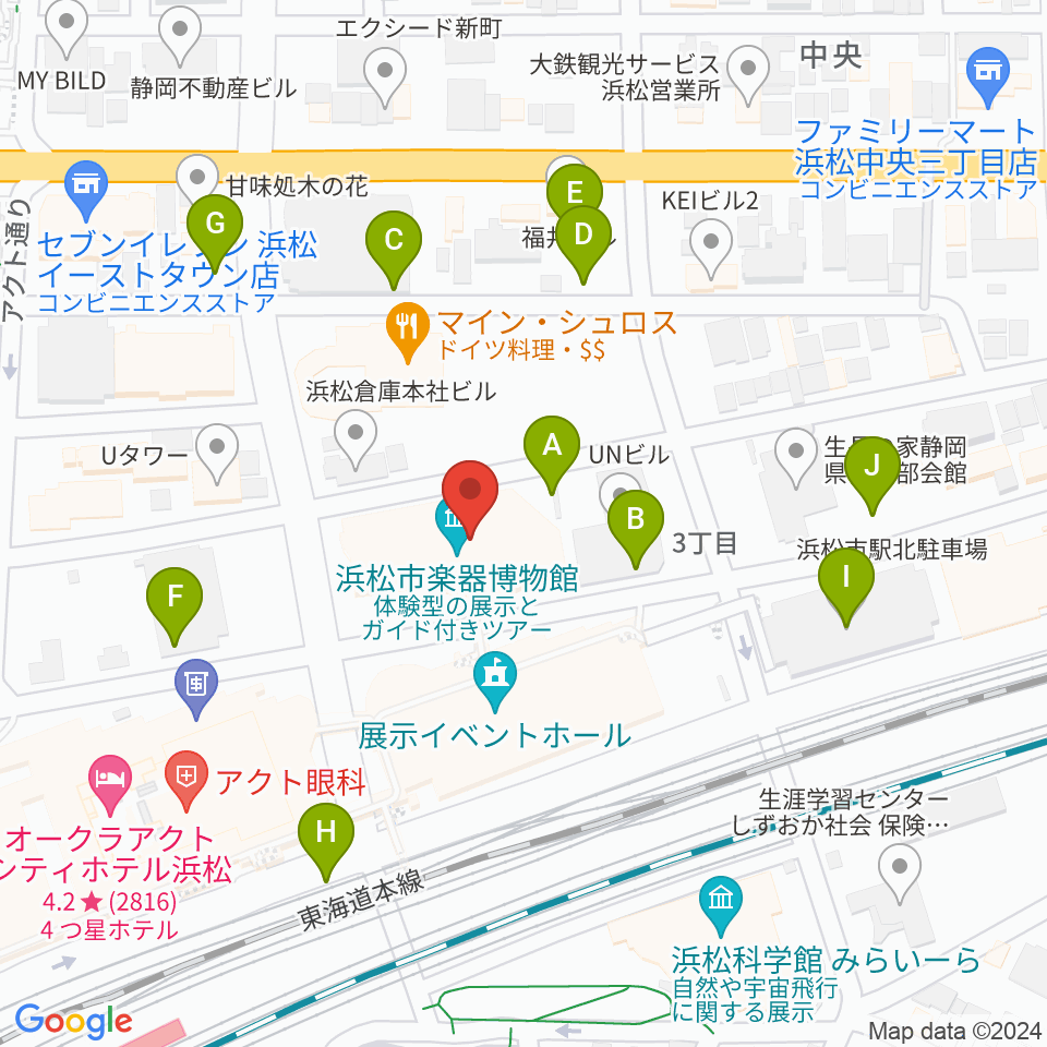 アクトシティ浜松 研修交流センター周辺の駐車場・コインパーキング一覧地図