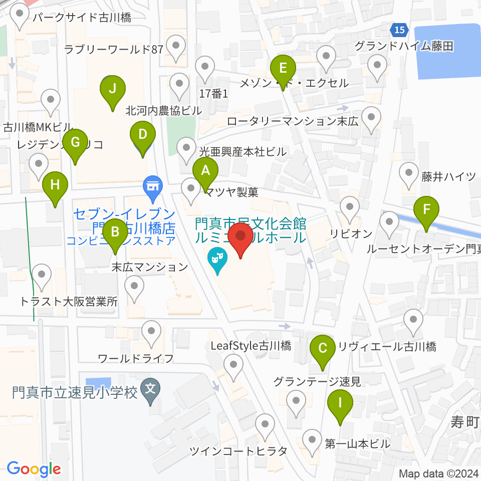 ルミエールホール（門真市民文化会館）周辺の駐車場・コインパーキング一覧地図