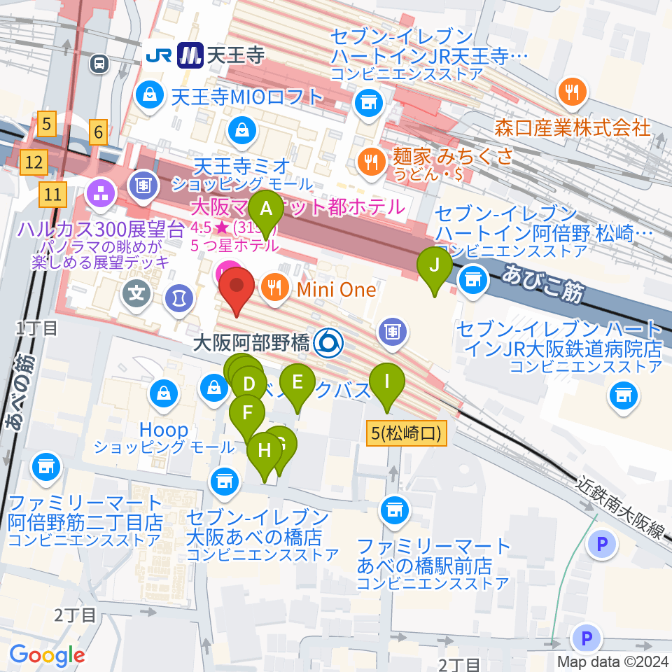 あべのハルカスSPACE9周辺の駐車場・コインパーキング一覧地図