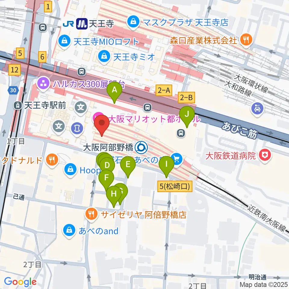 あべのハルカスSPACE9周辺の駐車場・コインパーキング一覧地図
