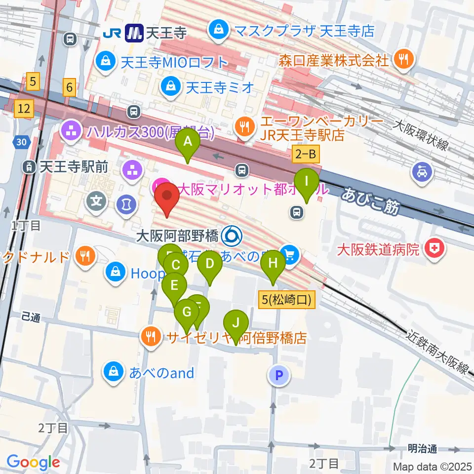 あべのハルカスSPACE9周辺の駐車場・コインパーキング一覧地図