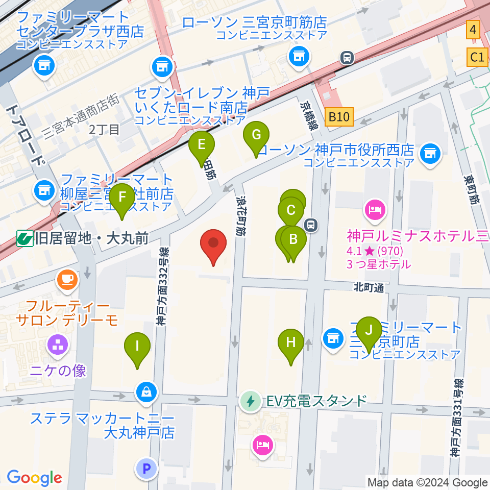 神戸朝日ホール周辺の駐車場・コインパーキング一覧地図