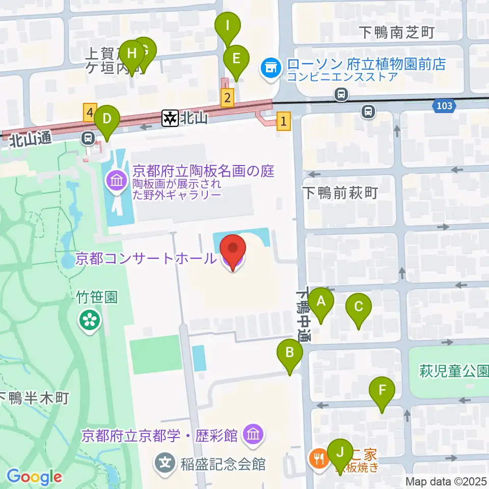 京都コンサートホール周辺の駐車場・コインパーキング一覧地図