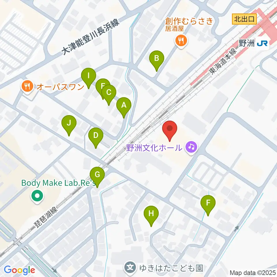 野洲文化ホール周辺の駐車場・コインパーキング一覧地図