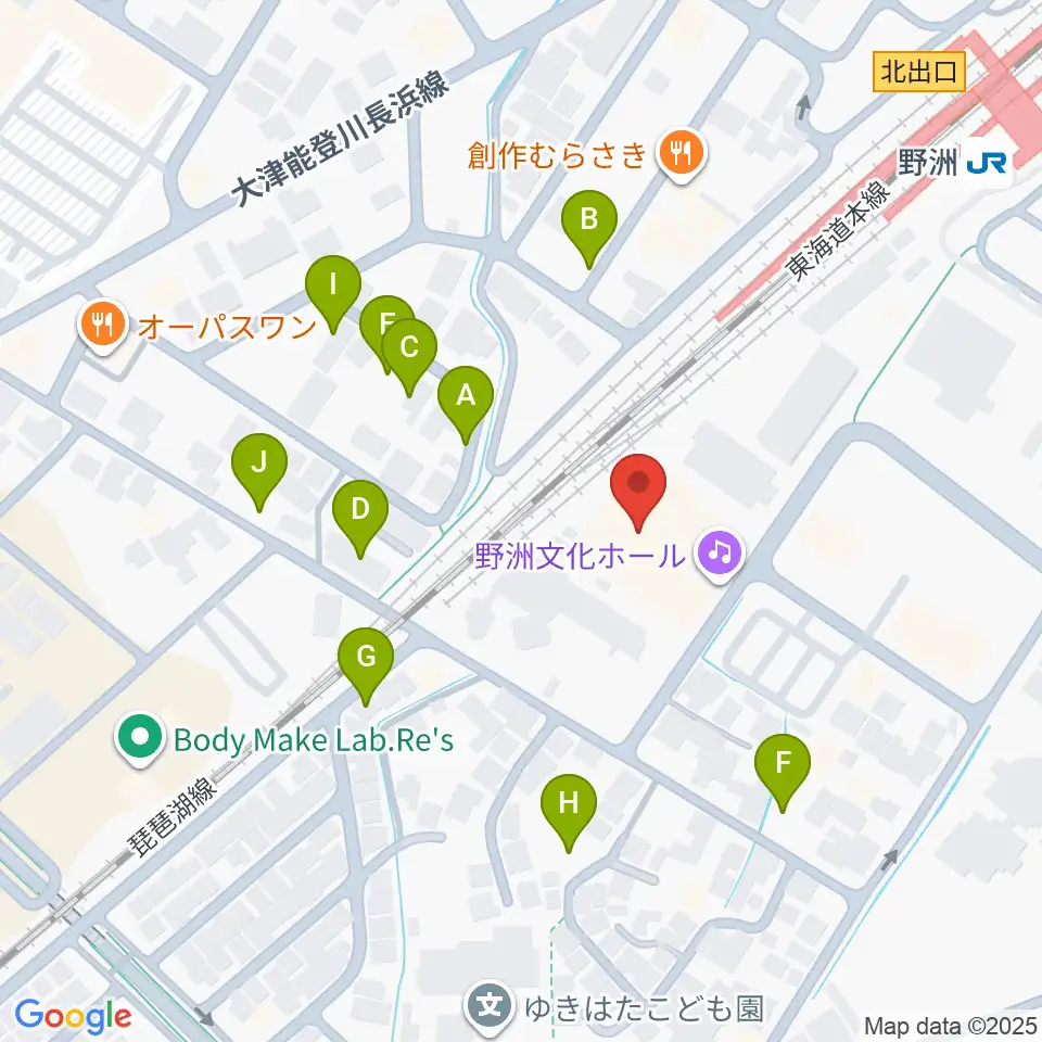 野洲文化ホール周辺の駐車場・コインパーキング一覧地図