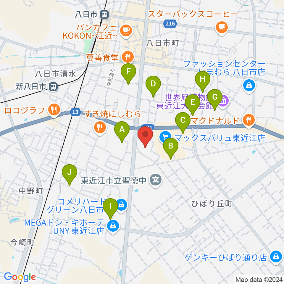 八日市文化芸術会館周辺の駐車場・コインパーキング一覧地図