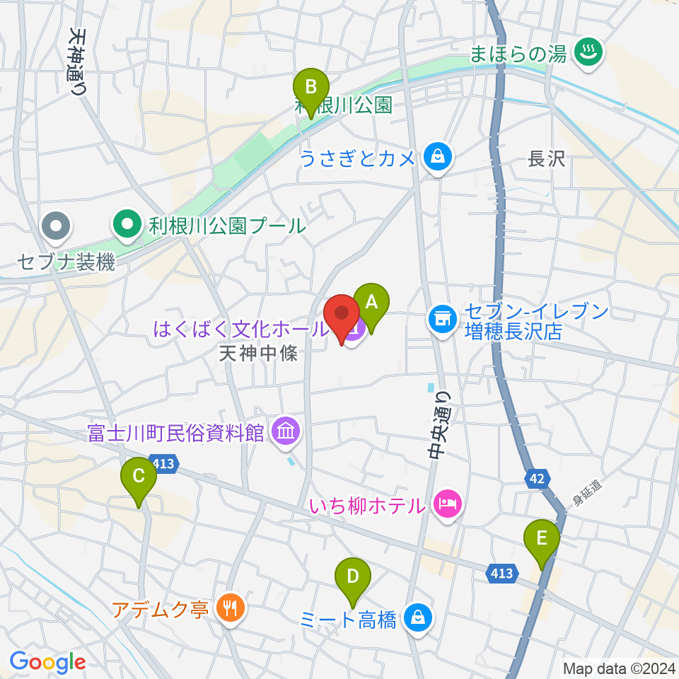 はくばく文化ホール周辺の駐車場・コインパーキング一覧地図