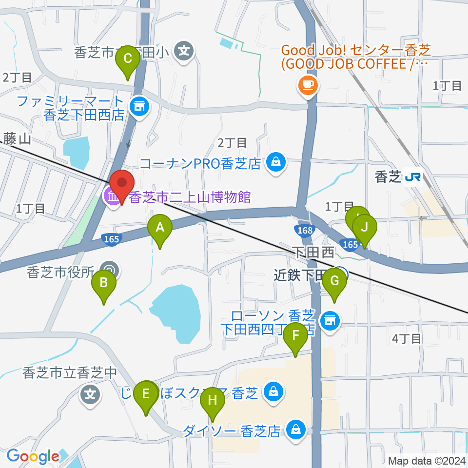 香芝市ふたかみ文化センター周辺の駐車場・コインパーキング一覧地図