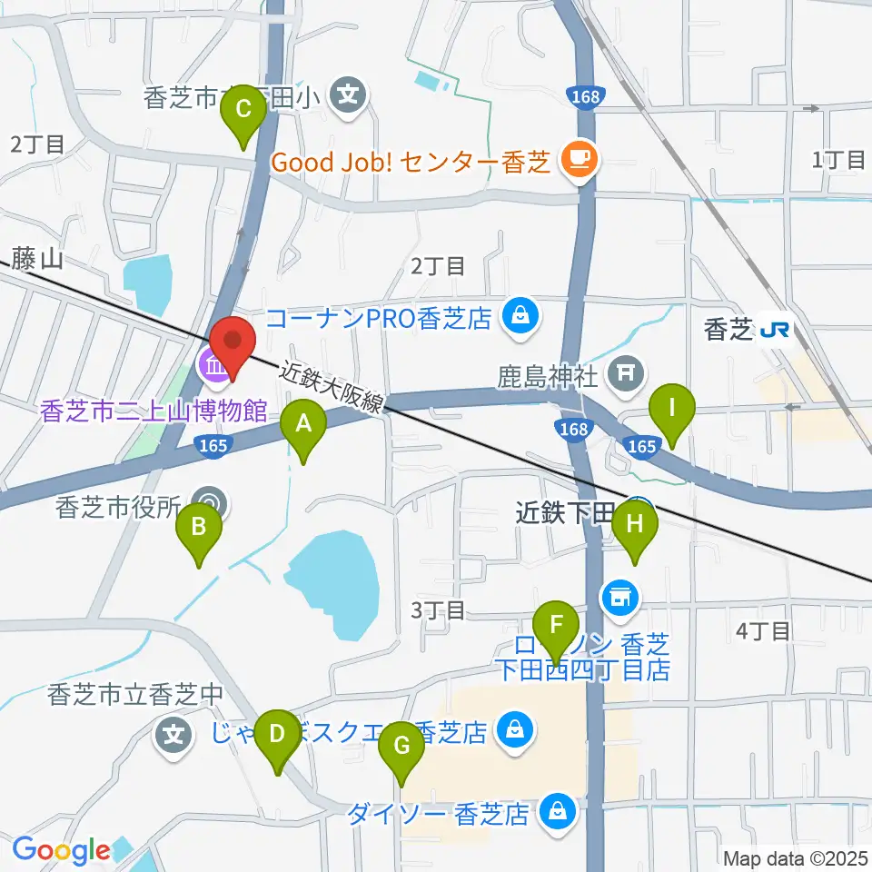 香芝市ふたかみ文化センター周辺の駐車場・コインパーキング一覧地図