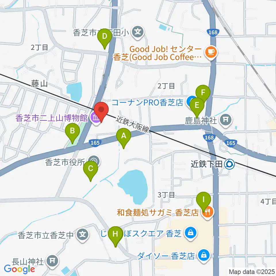 香芝市ふたかみ文化センター周辺の駐車場・コインパーキング一覧地図