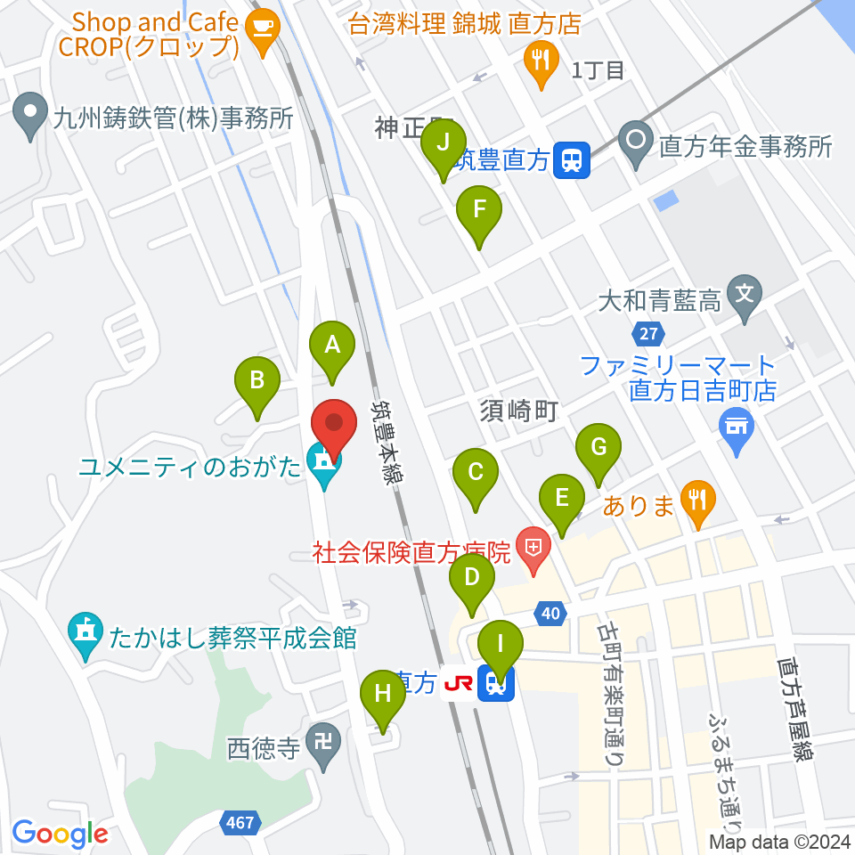 ユメニティのおがた周辺の駐車場・コインパーキング一覧地図