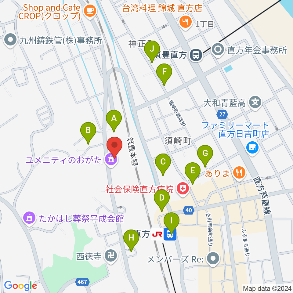 ユメニティのおがた周辺の駐車場・コインパーキング一覧地図