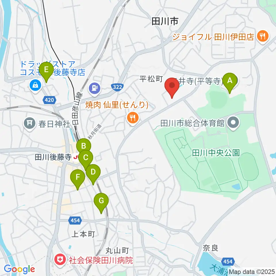 田川文化センター周辺の駐車場・コインパーキング一覧地図