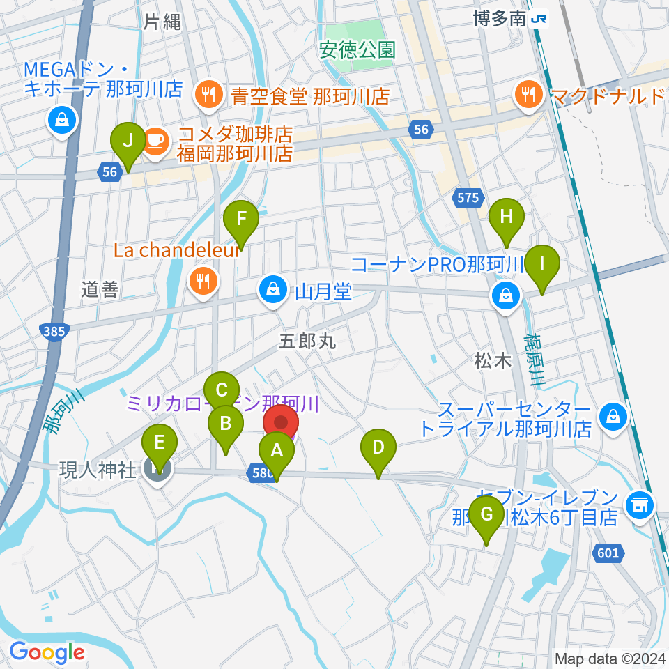 ミリカローデン那珂川周辺の駐車場・コインパーキング一覧地図