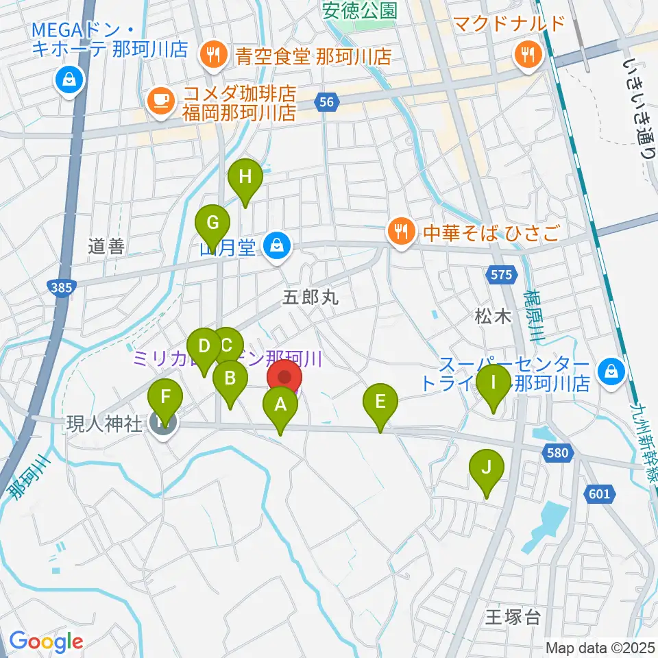 ミリカローデン那珂川周辺の駐車場・コインパーキング一覧地図