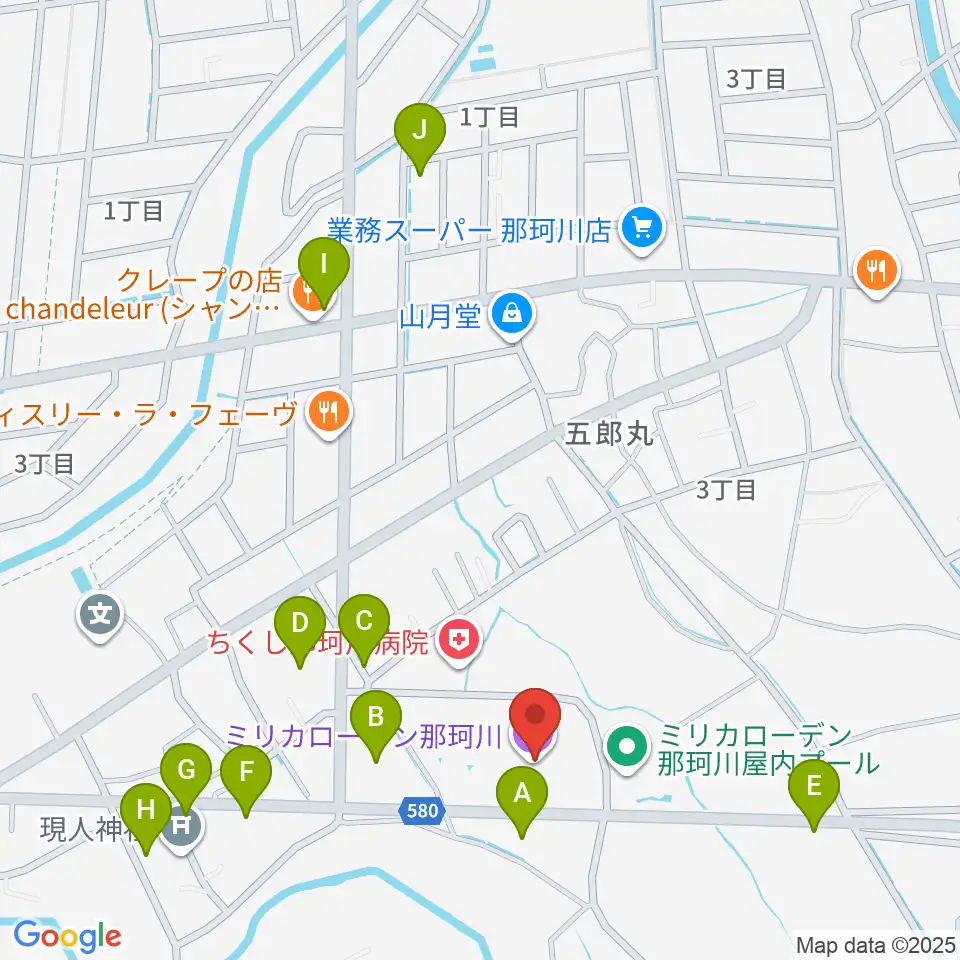 ミリカローデン那珂川周辺の駐車場・コインパーキング一覧地図