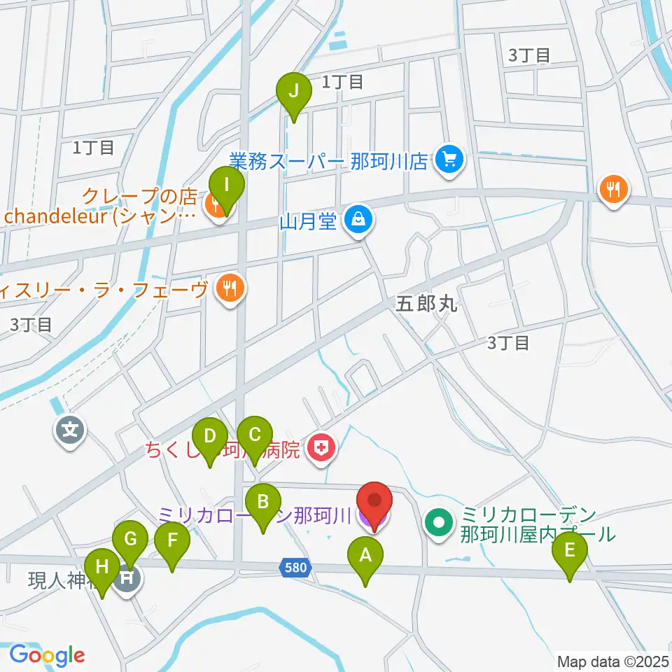 ミリカローデン那珂川周辺の駐車場・コインパーキング一覧地図