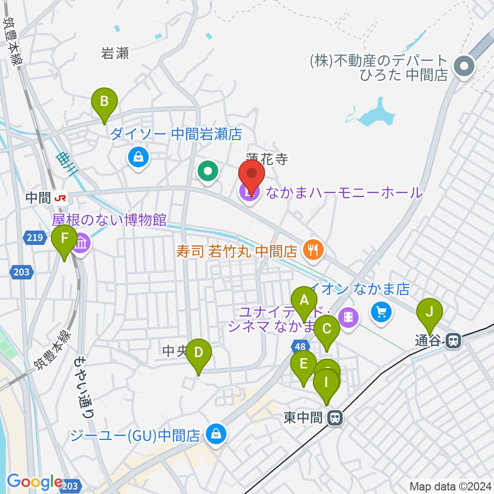 なかまハーモニーホール周辺の駐車場・コインパーキング一覧地図