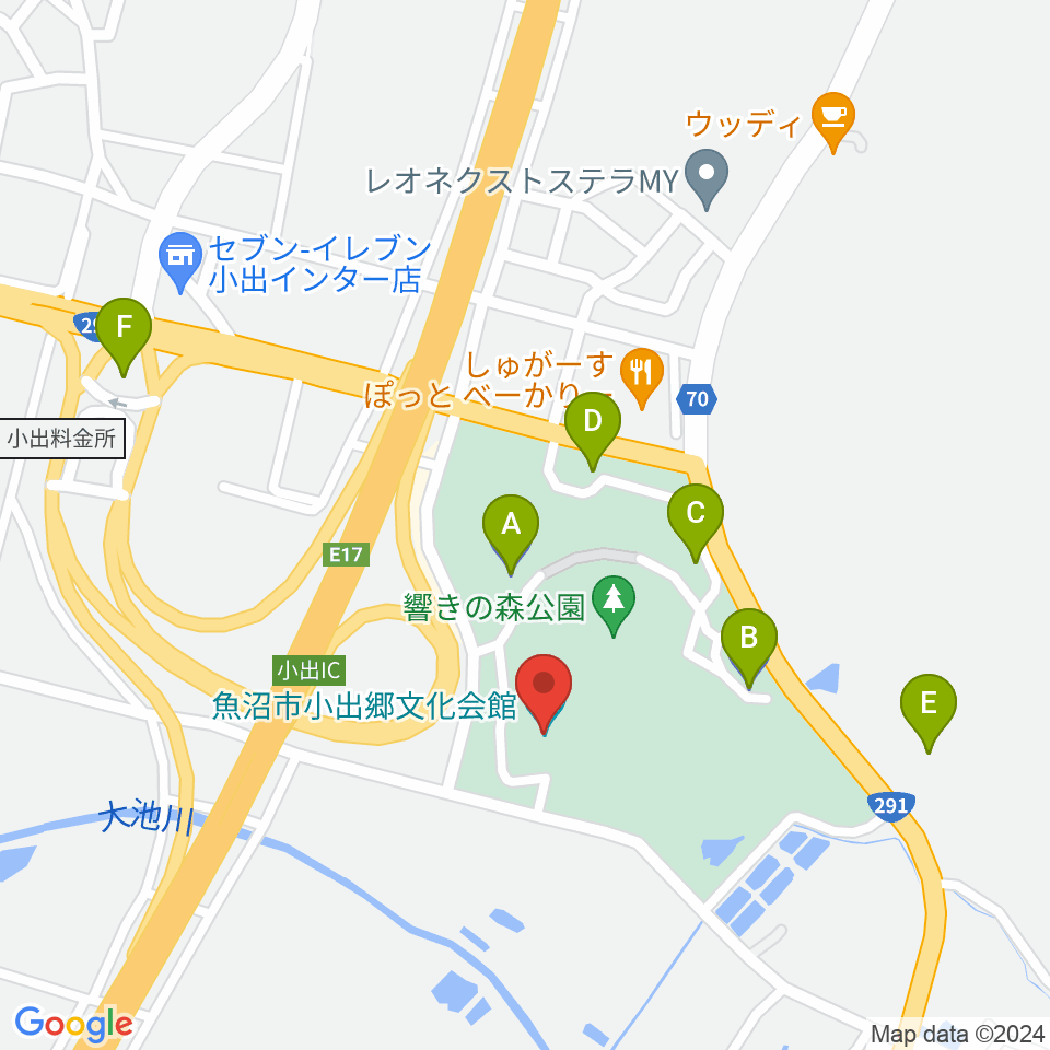 魚沼市小出郷文化会館周辺の駐車場・コインパーキング一覧地図