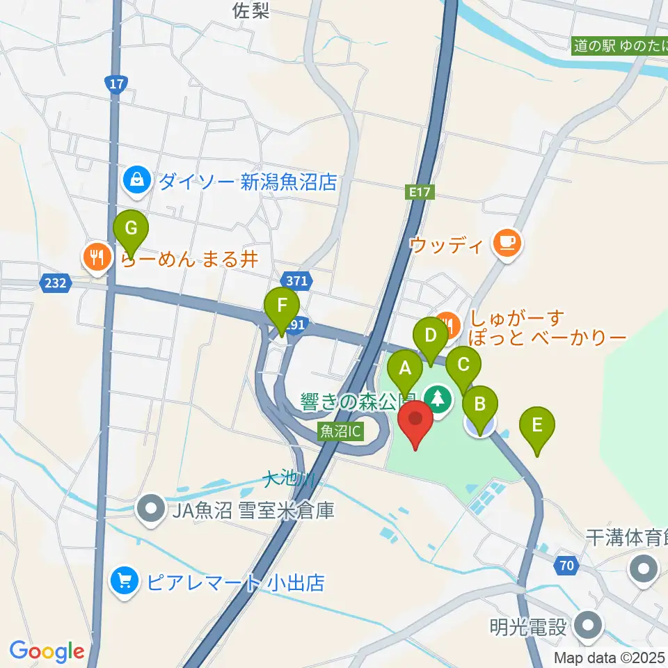 魚沼市響きの森文化会館周辺の駐車場・コインパーキング一覧地図