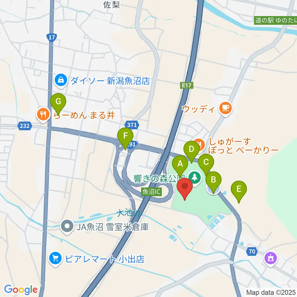 魚沼市響きの森文化会館周辺の駐車場・コインパーキング一覧地図