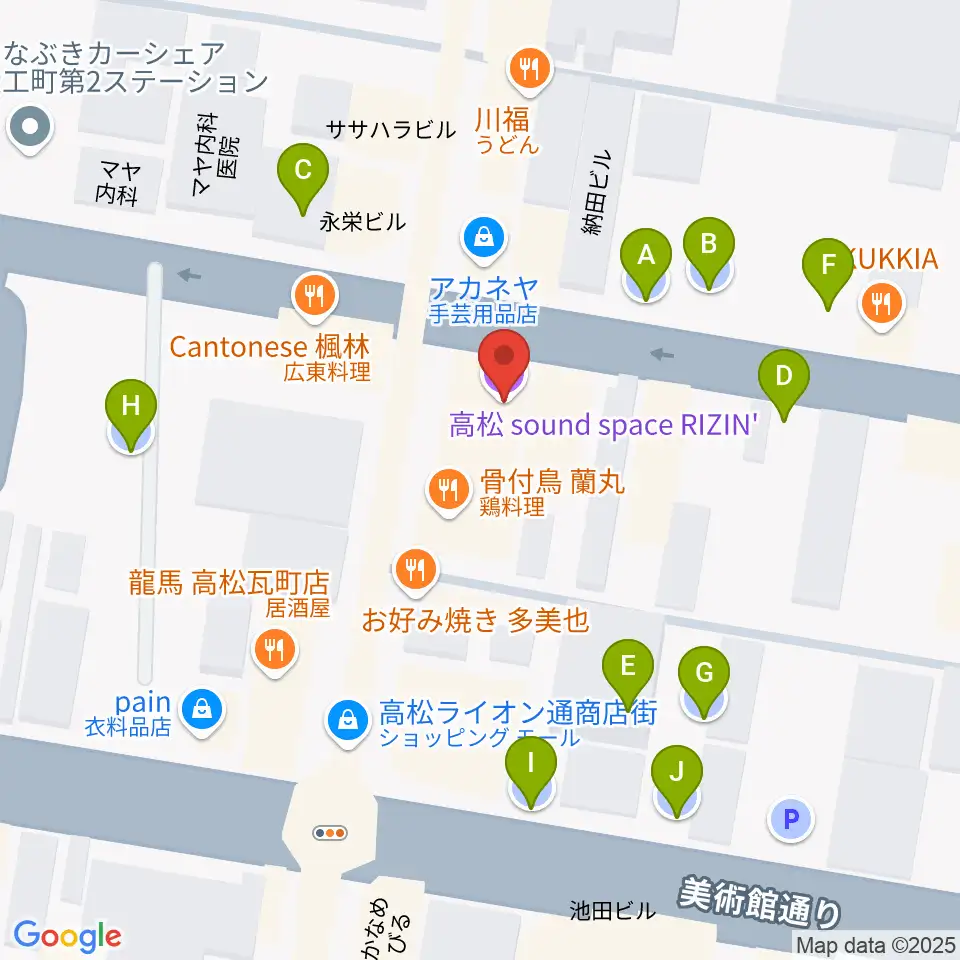 高松RIZIN'周辺の駐車場・コインパーキング一覧地図