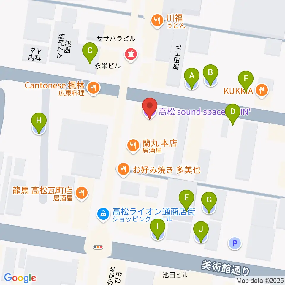 高松RIZIN'周辺の駐車場・コインパーキング一覧地図