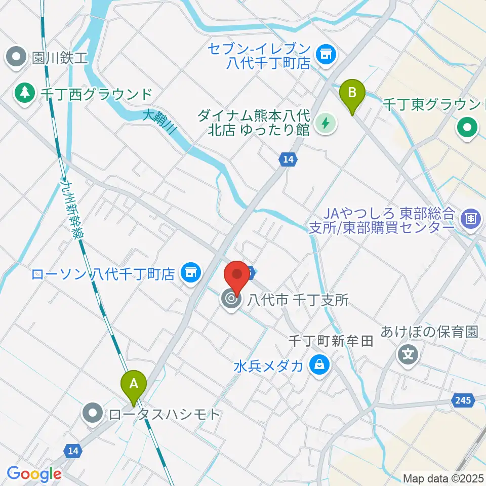 八代市公民館周辺の駐車場・コインパーキング一覧地図