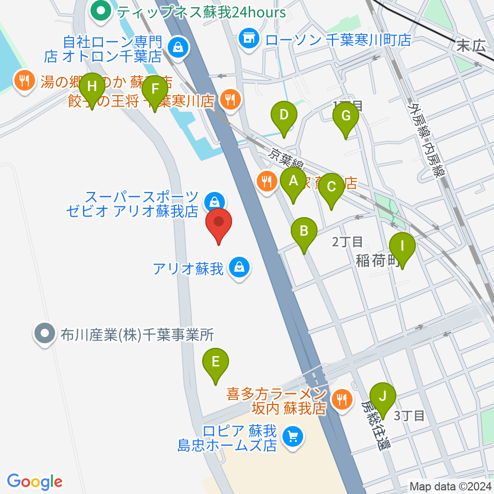 タワーレコード アリオモール蘇我店周辺の駐車場・コインパーキング一覧地図