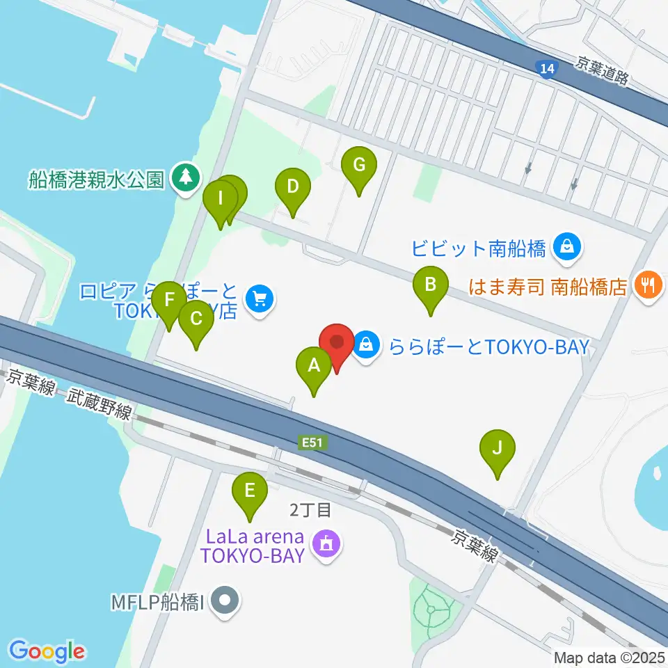 タワーレコード ららぽーとTOKYO-BAY店周辺の駐車場・コインパーキング一覧地図