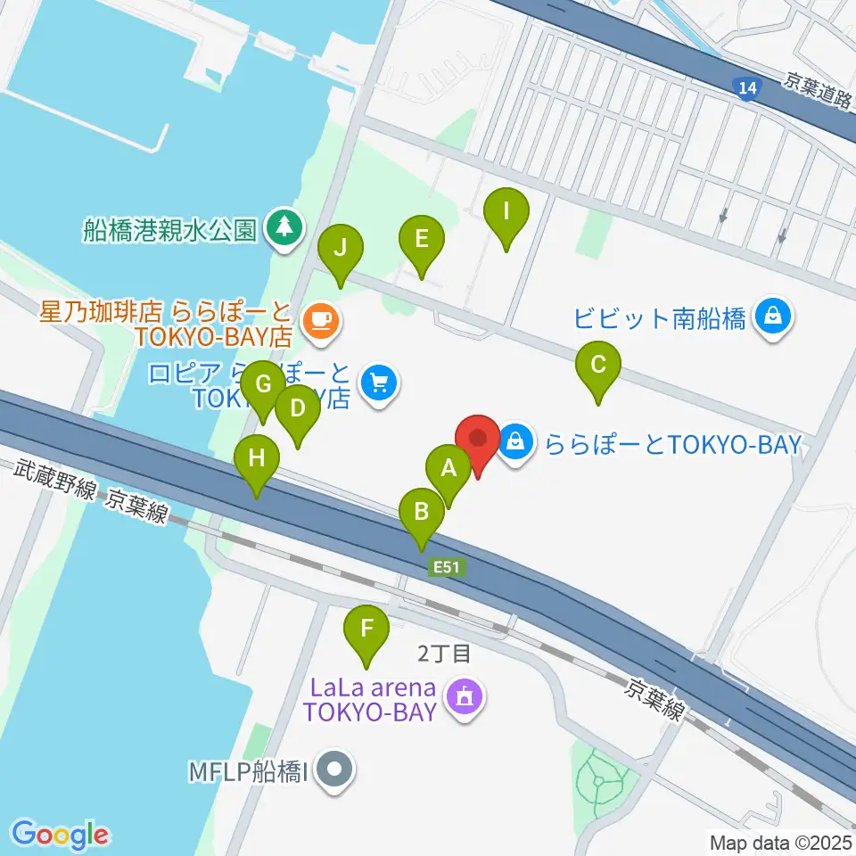タワーレコード ららぽーとTOKYO-BAY店周辺の駐車場・コインパーキング一覧地図