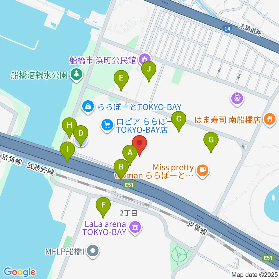 タワーレコード ららぽーとTOKYO-BAY店周辺の駐車場・コインパーキング一覧地図