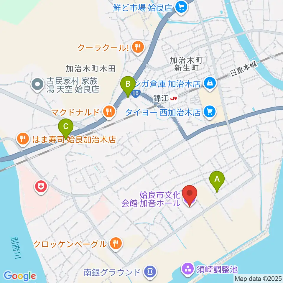 姶良市文化会館 加音ホール周辺の駐車場・コインパーキング一覧地図