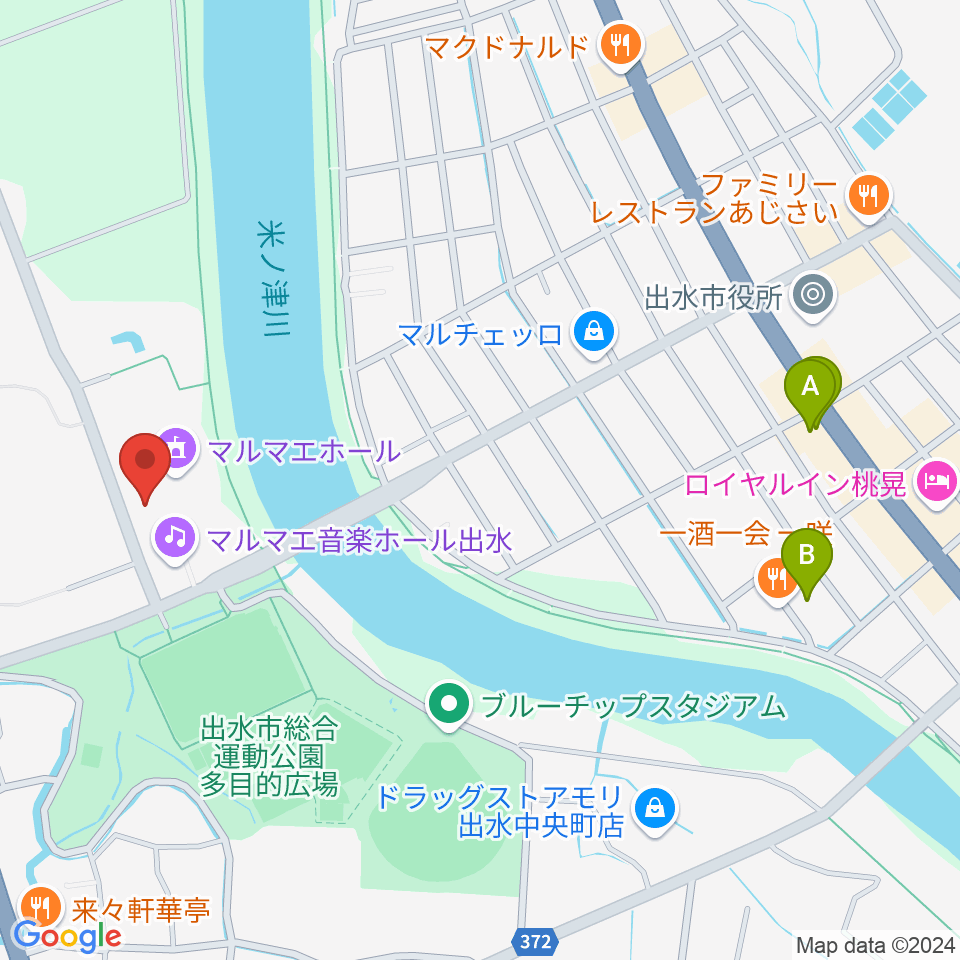 マルマエホール出水（出水市文化会館）周辺の駐車場・コインパーキング一覧地図