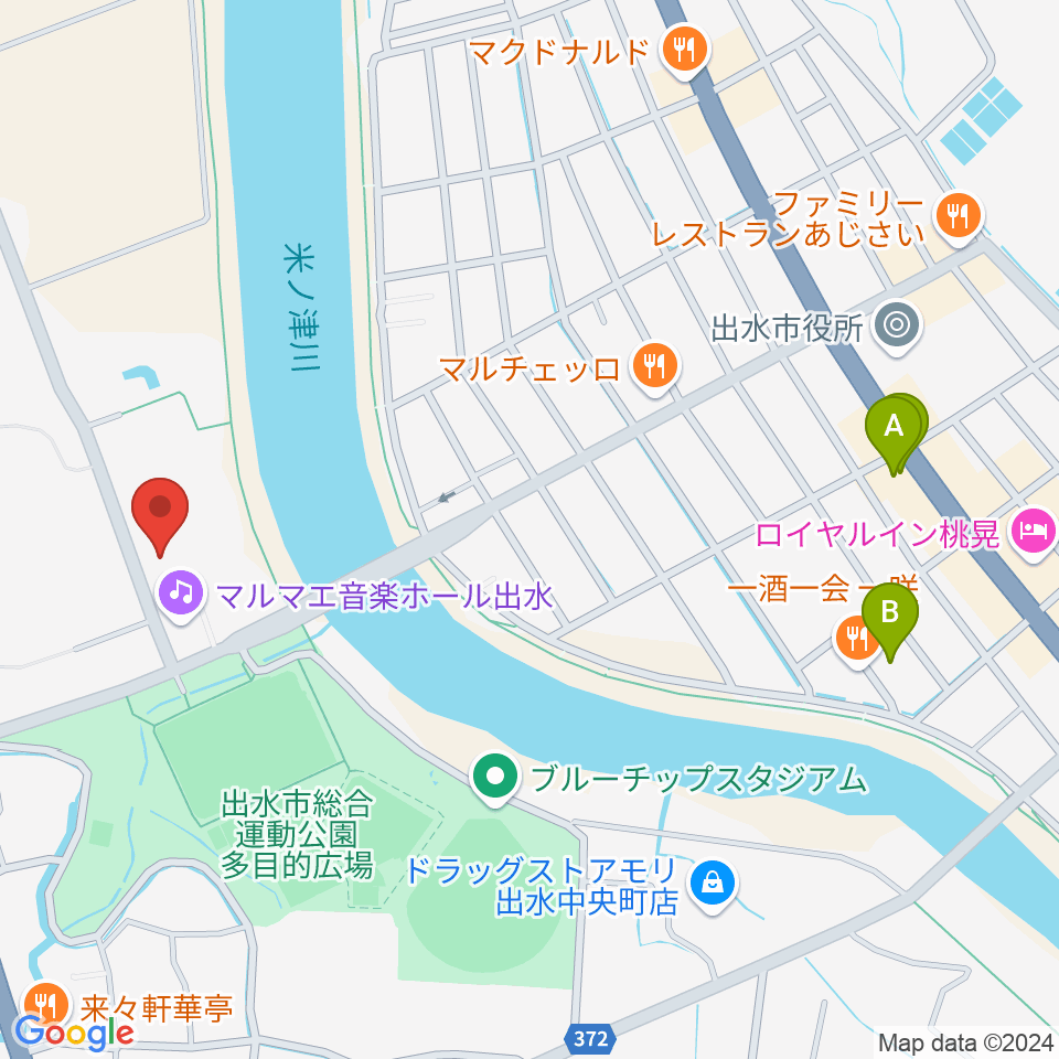 マルマエホール出水（出水市文化会館）周辺の駐車場・コインパーキング一覧地図