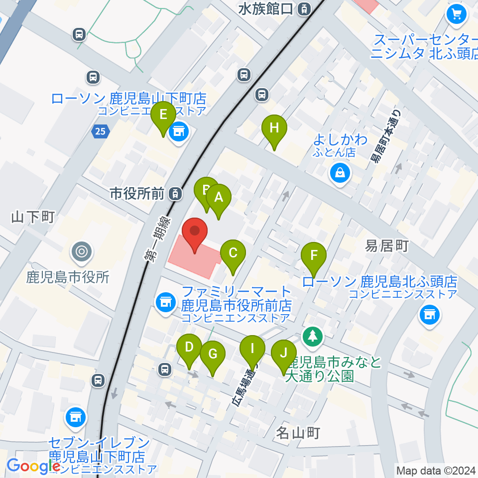 かごしま文化情報センターKCIC周辺の駐車場・コインパーキング一覧地図