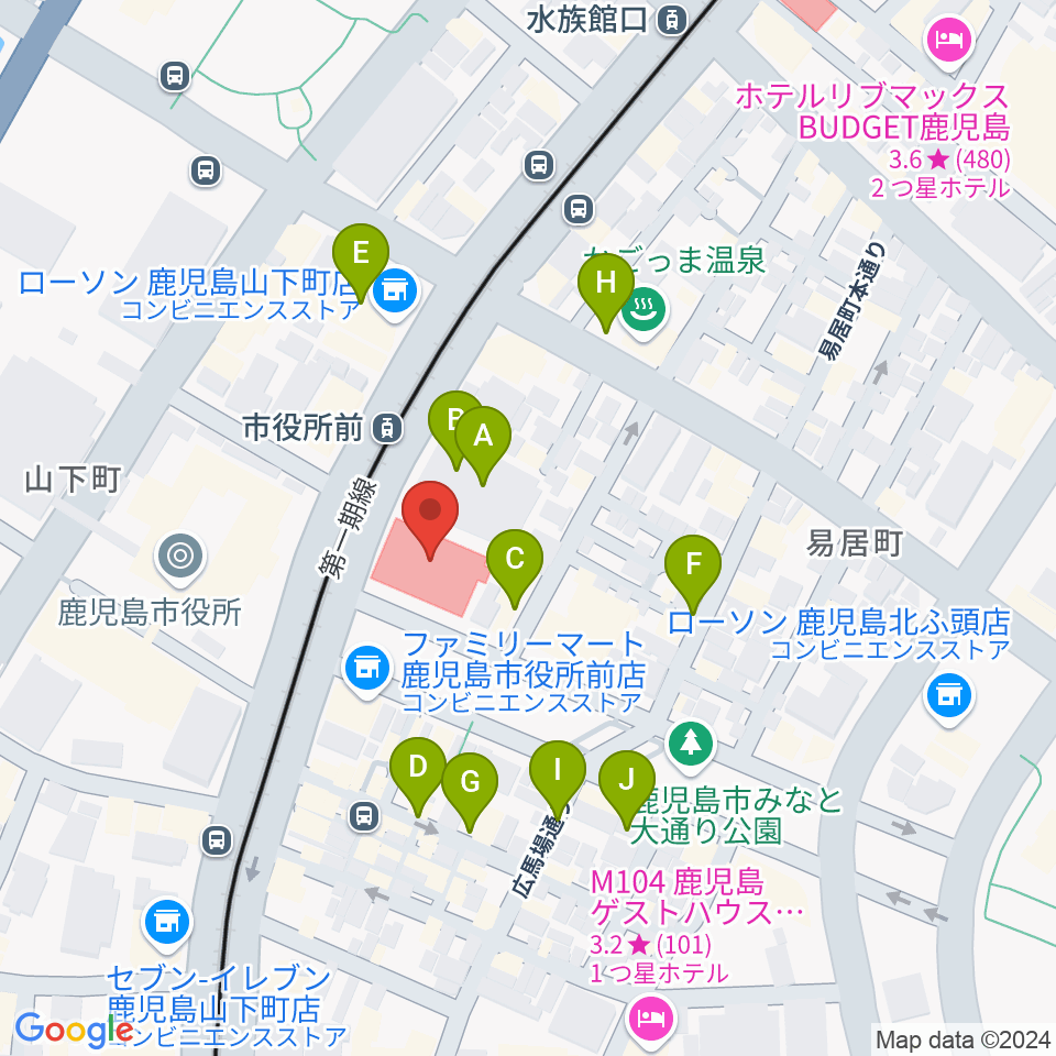 かごしま文化情報センターKCIC周辺の駐車場・コインパーキング一覧地図